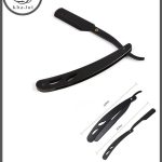 خاجول ماكينة حلاقة يدوية قابلة للطي من الفولاذ المقاوم للصدأ ماكينة حلاقة احترافية لتشذيب الوجه وتصفيف الشعر (أسود)