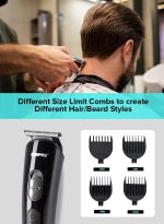 ⁦جيباس مجموعة العناية القابلة لإعادة الشحن 11 في 1، ماكينة تشذيب الشعر/الخبز/الأنف/الأذن/الجسم | 5 رؤوس قابلة للتغيير | بطارية ليثيوم أيون | 60 دقيقة وقت العمل | شاشة LED | 4 أمشاط مرفقة أسود/فضي أسود/فضي⁩ - الصورة ⁦4⁩