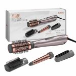 بيبي ليس فرشاة  تصفيف الهواء 1000 من بيبيليس | إعدادات حرارة قابلة للتعديل 2 + إعداد بارد | تقنية الأيونات لشعر خالي من التجعد | ملحق تجعيد مخروطى، مكثف وحاقن تجفيف دقيق مع حقيبة حرارية مجانية –موديل AS136SDE باللون البنفسجي. أرجواني