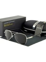 إتش دي كرافتر نظارة شمسية بإطار آفياتور كامل الحواف وعدسات مستقطبة واقية من الأشعة فوق البنفسجية UV400 - مقاس العدسة: 57 مم للرجال