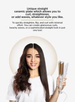 ⁦جيباس أداة فرد الشعر 2 في 1 من السيراميك مزودة بجزء لتجعيد الشعر أبيض/بني 500جرام⁩ - الصورة ⁦2⁩