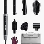 دوشر استشوار شعر احترافي 7 في 1 مع مجفف شعر وفرشاة هواء ساخن وعصا تجعيد وملحقات ديفيوزر لفير الشعر يحقق نتائج صالون في المنزل