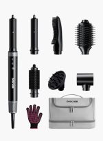 دوشر استشوار شعر احترافي 7 في 1 مع مجفف شعر وفرشاة هواء ساخن وعصا تجعيد وملحقات ديفيوزر لفير الشعر يحقق نتائج صالون في المنزل