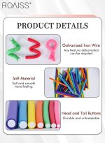 رويس 42 قطعة من أعواد تجعيد الشعر المرنة، 7 أحجام من أعواد تجعيد الشعر بدون حرارة، بكرات الشعر المرنة من الإسفنج للاستخدام أثناء النوم مع غطاء للشعر لتصفيف شعر النساء - Image 6