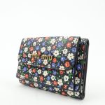 MIU MIU Leather Wallet Compact Flower Black Multicolor Used - Image 3