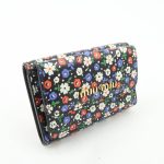 MIU MIU Leather Wallet Compact Flower Black Multicolor Used - Image 4