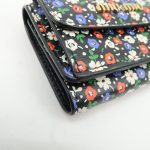 MIU MIU Leather Wallet Compact Flower Black Multicolor Used - Image 6