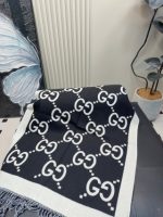 GG cashmere lamé jacquard scarf black - Image 5