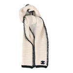Chanel Cashmere Silk CC Knitted Scarf White