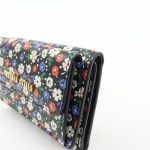 MIU MIU Leather Wallet Compact Flower Black Multicolor Used - Image 10