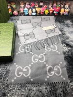 GG cashmere lamé jacquard scarf grey - Image 7