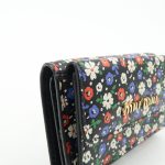 MIU MIU Leather Wallet Compact Flower Black Multicolor Used - Image 11