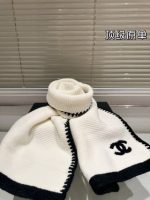 Chanel Cashmere Silk CC Knitted Scarf White - Image 3