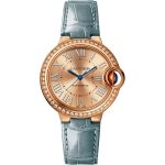 BALLON BLEU DE CARTIER, 33 MM, AUTOMATIC, ROSE GOLD, DIAMONDS, LEATHER
