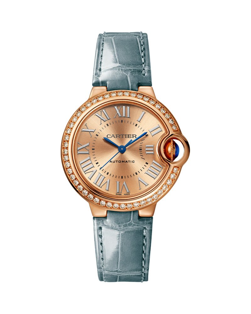 24a86ddb64d7486c878460e7c8a803f5.jpg BALLON BLEU DE CARTIER, 33 MM, AUTOMATIC, ROSE GOLD, DIAMONDS, LEATHER - Image 1