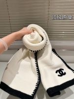 Chanel Cashmere Silk CC Knitted Scarf White - Image 4