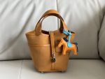 .Cargo picotin basket 18cm canvas and swift leather sesame color silver buckle - Image 3