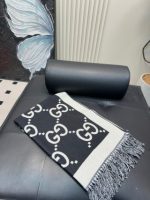 GG cashmere lamé jacquard scarf black - Image 8