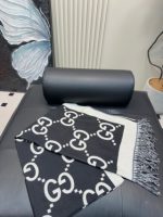 GG cashmere lamé jacquard scarf black - Image 7