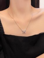 Double Butterfly Silhouette Diamond Pendant - Image 7