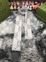 GG cashmere lamé jacquard scarf grey - Image 4