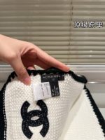 Chanel Cashmere Silk CC Knitted Scarf White - Image 2