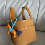 .Cargo picotin basket 18cm canvas and swift leather sesame color silver buckle - Image 4