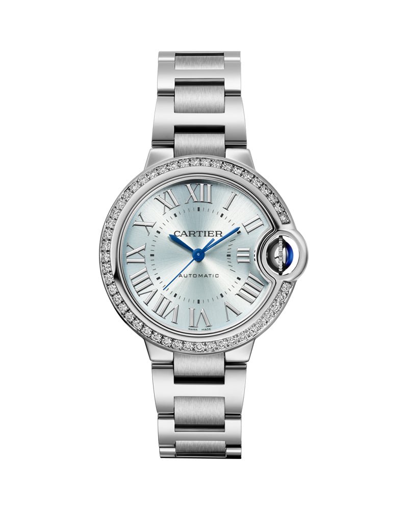 8751a094f4c841628690b5b346aba935.jpg BALLON BLEU DE CARTIER, 33 MM, AUTOMATIC, STEEL, DIAMONDS - Image 1