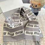 gray and white scarf