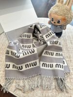 gray and white scarf