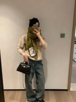 Check Wool Scarf green - Image 6