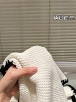 Chanel Cashmere Silk CC Knitted Scarf White - Image 6