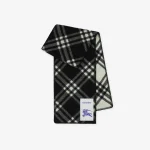 Check Wool Scarf Black
