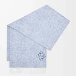 Anagram scarf in wool and cashmere blue