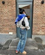 Check Wool Scarf Knight - Image 17