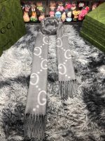 GG cashmere lamé jacquard scarf grey - Image 3
