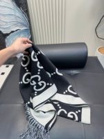 GG cashmere lamé jacquard scarf black - Image 2