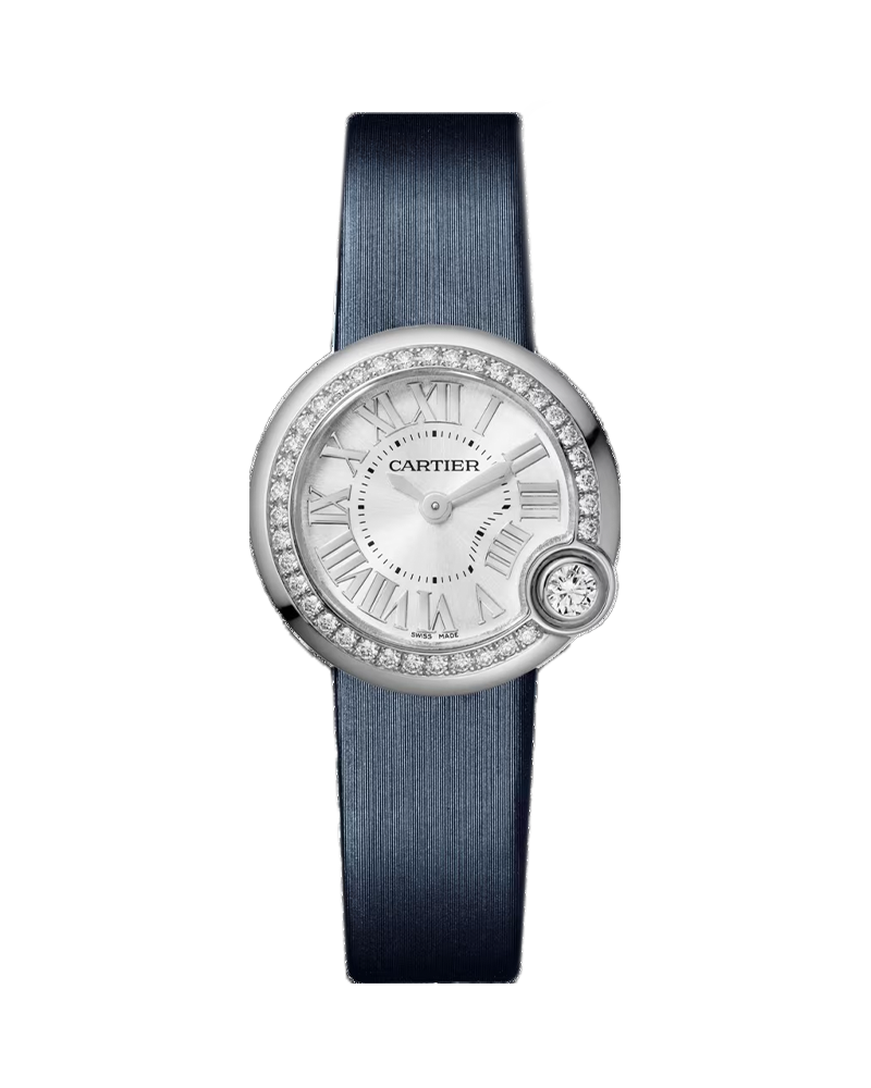 d676600147a94b1cbf06b8f4968a9269.png BALLON BLANC DE CARTIER WATCH 26 MM, STEEL, DIAMONDS, LEATHER - Image 1