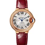 BALLON BLEU DE CARTIER, 33 MM, ROSE GOLD, DIAMONDS, LEATHER