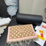 Brown and pink polka dot scarf