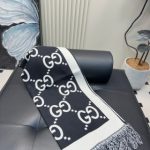 GG cashmere lamé jacquard scarf black