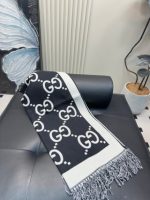 GG cashmere lamé jacquard scarf black