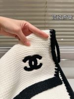 Chanel Cashmere Silk CC Knitted Scarf White - Image 9