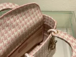 Five compartment embroidered pink bird check handbag Size:24cm - Image 3