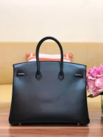 Birkin box black with gold buckle - Image 7