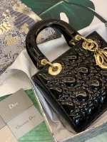 ABCDior Calf Patent Leather Rattan Tote Size: 20 x 16.5 x 8cm - Image 6