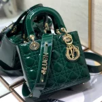 Dark green patent leather, Dior ABC monogram 20cm