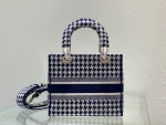 Five compartment embroidered blue bird check bag Size:24cm - Image 5