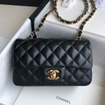 Black Lambskin Gold Buckle