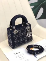 Dark blue leather shoulder strap - Image 8